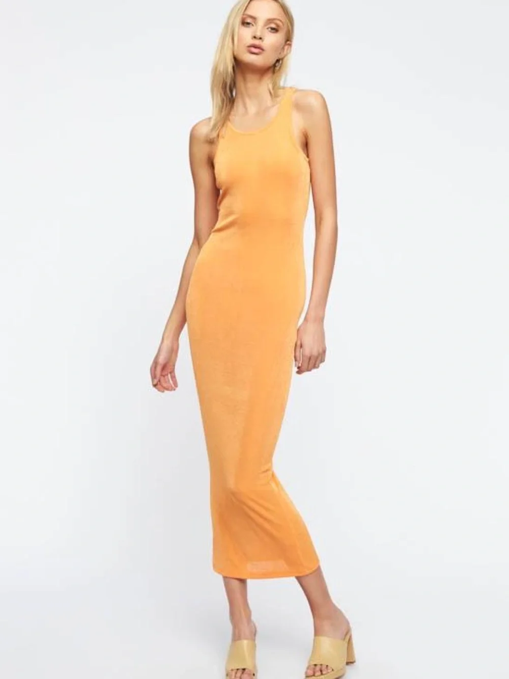 LIONESS ORANGE MIDI DRESS - Picture 1 of 7